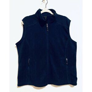 North End Vest Womens XL Navy Blue Embroidered Dachshund Zip Up Pockets Cozy